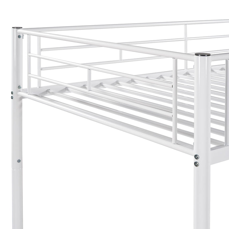 Twin Over Twin Metal Bunk Bed (White)