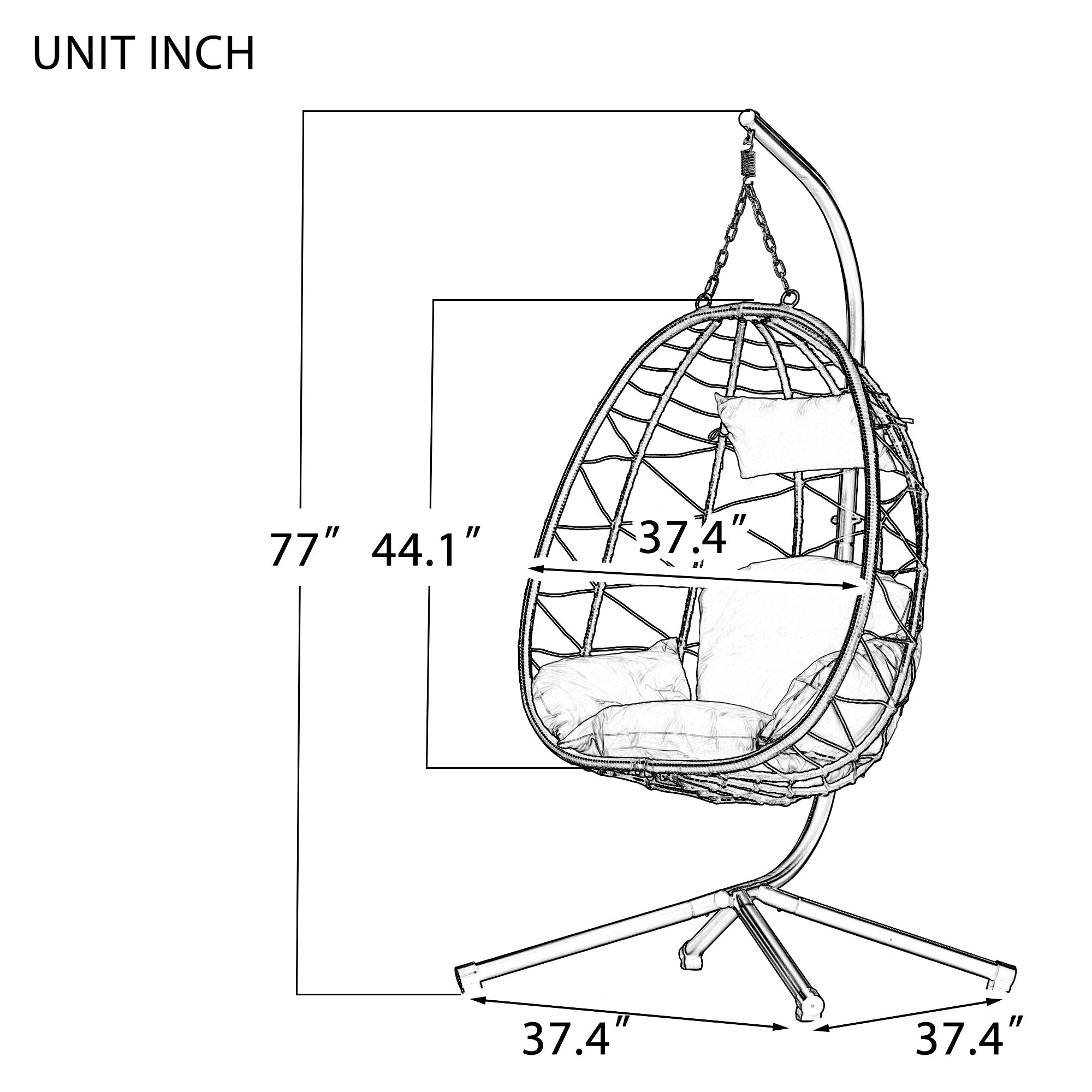 Egg Chair with Stand Indoor Outdoor Swing Chair Patio Wicker Hanging Egg Chair Hanging Basket Chair Hammock Chair with Stand for Bedroom Living Room Balcony - Atlantic Fine Furniture Inc