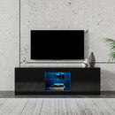 Black TV cabinet with color-changing light strip, suitable for living room, bedroom, etc - Atlantic Fine Furniture Inc