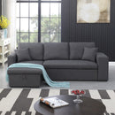91" Wide 100% Linen Reversible Sleeper Sofa and Storage Chaise with Small Bookcase - Atlantic Fine Furniture Inc