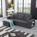91" Wide 100% Linen Reversible Sleeper Sofa and Storage Chaise with Small Bookcase - Atlantic Fine Furniture Inc