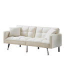 FUTON SOFA SLEEPER Beige VELVET WITH 2 PILLOWS - Atlantic Fine Furniture Inc