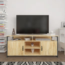 TV Stand ,Modern Wood Universal Media Console with Metal Legs, Home Living Room Furniture Entertainment Center,oak - Atlantic Fine Furniture Inc
