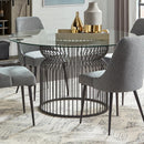 Granvia - Round Glass Top Metal Dining Table - Gunmetal - Atlantic Fine Furniture Inc