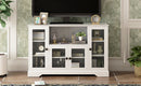 ON-TREND TV Stand for TV up to 60in with 4 Tempered Glass Doors Adjustable Panels Open Style Cabinet, Sideboard for Living room, White (OLD SKU:WF286785AAK) - Atlantic Fine Furniture Inc
