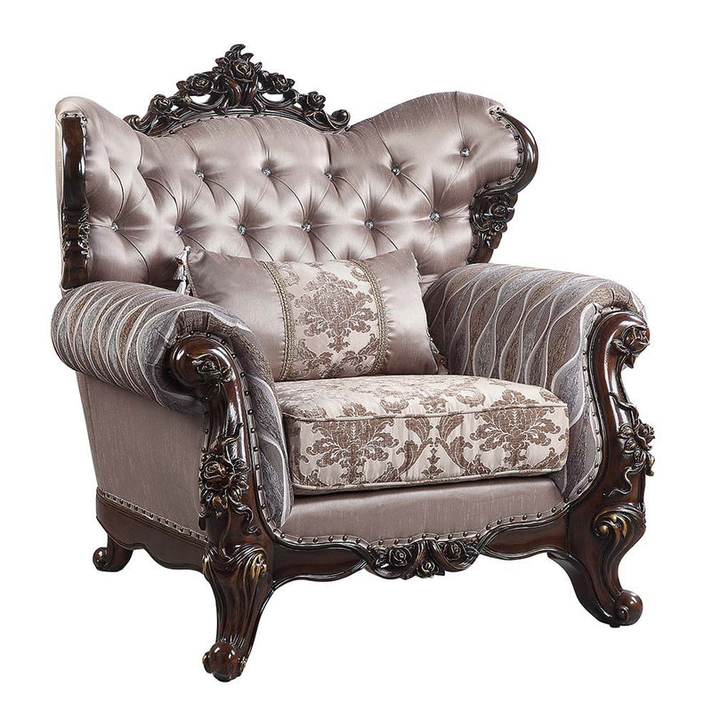 Benbek - Chair - Fabric & Antique Oak Finish - Atlantic Fine Furniture Inc