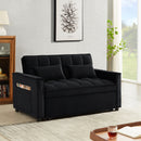 Modern Velvet Convertible Loveseat Sleeper Sofa Couch with Adjustable Backrest, 2 Seater Sofa With Pull-Out Bed with 2 Lumbar Pillows For Small Living Room & Apartment - Atlantic Fine Furniture Inc