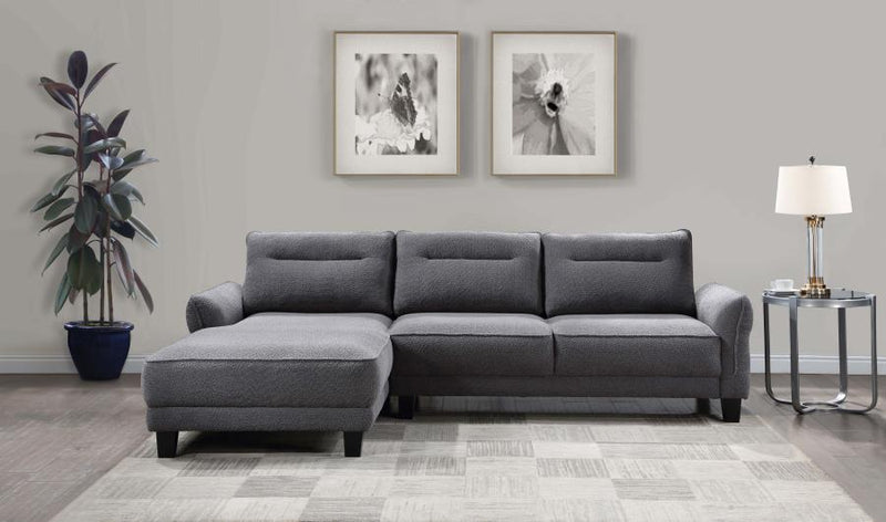 Caspian - Upholstered Curved Arms Sectional Sofa Gray