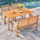 Waimea Honey 4-Piece Slatted Eucalyptus Wood Patio Dining Set with Bench and Cushion - Atlantic Fine Furniture Inc