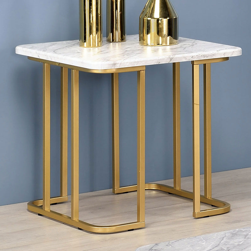 Calista - End Table - Gold / White