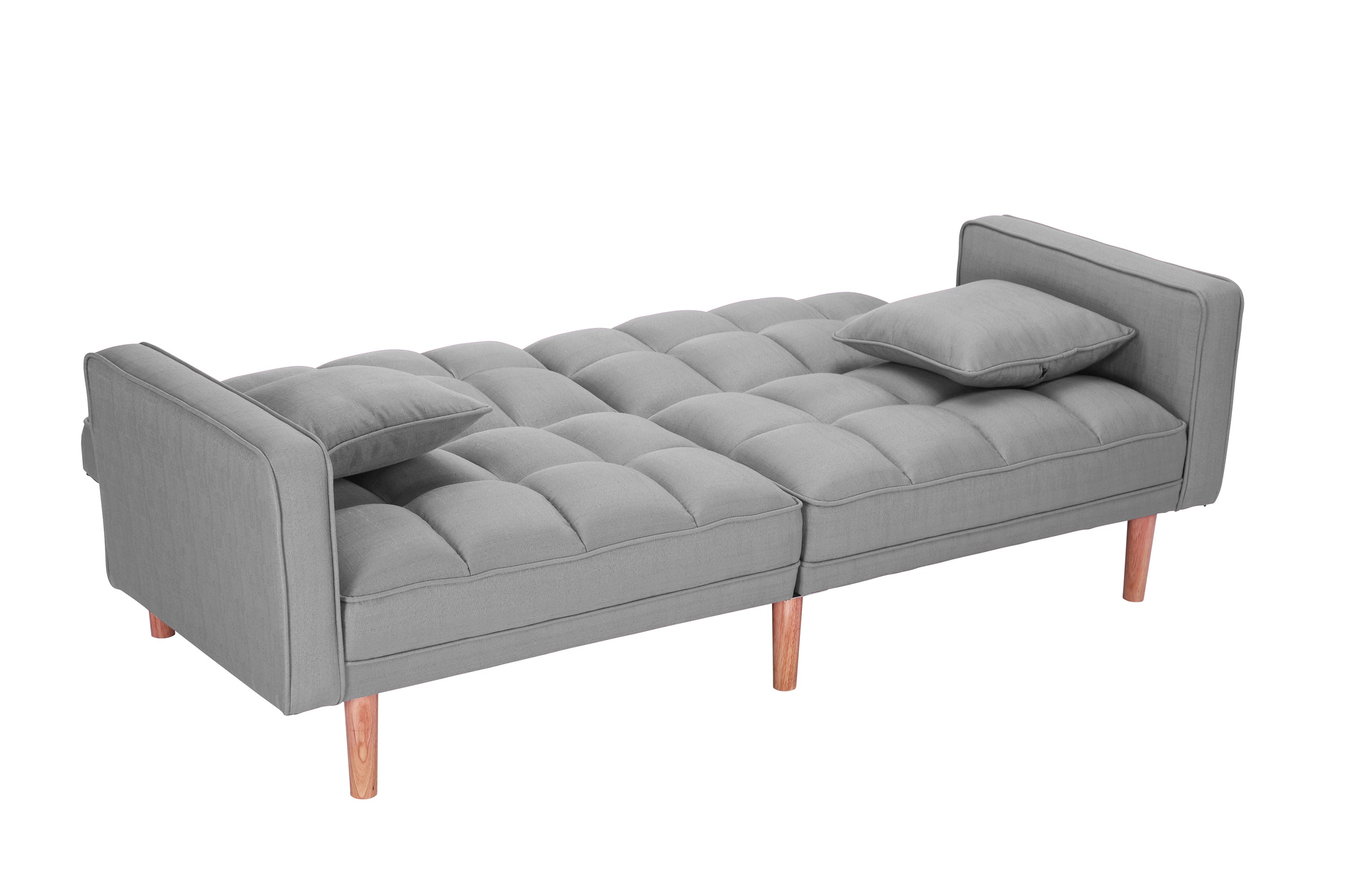 FUTON SLEEPER SOFA WITH 2 PILLOWS LIGHT GREY FABRIC (same as W223S00583、W223S00992、W223S01339 ) - Atlantic Fine Furniture Inc