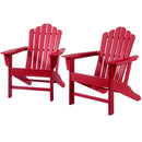 Classic Outdoor Adirondack Chair Set of 2 for Garden Porch Patio Deck Backyard, Weather Resistant Accent Furniture, Red - Atlantic Fine Furniture Inc