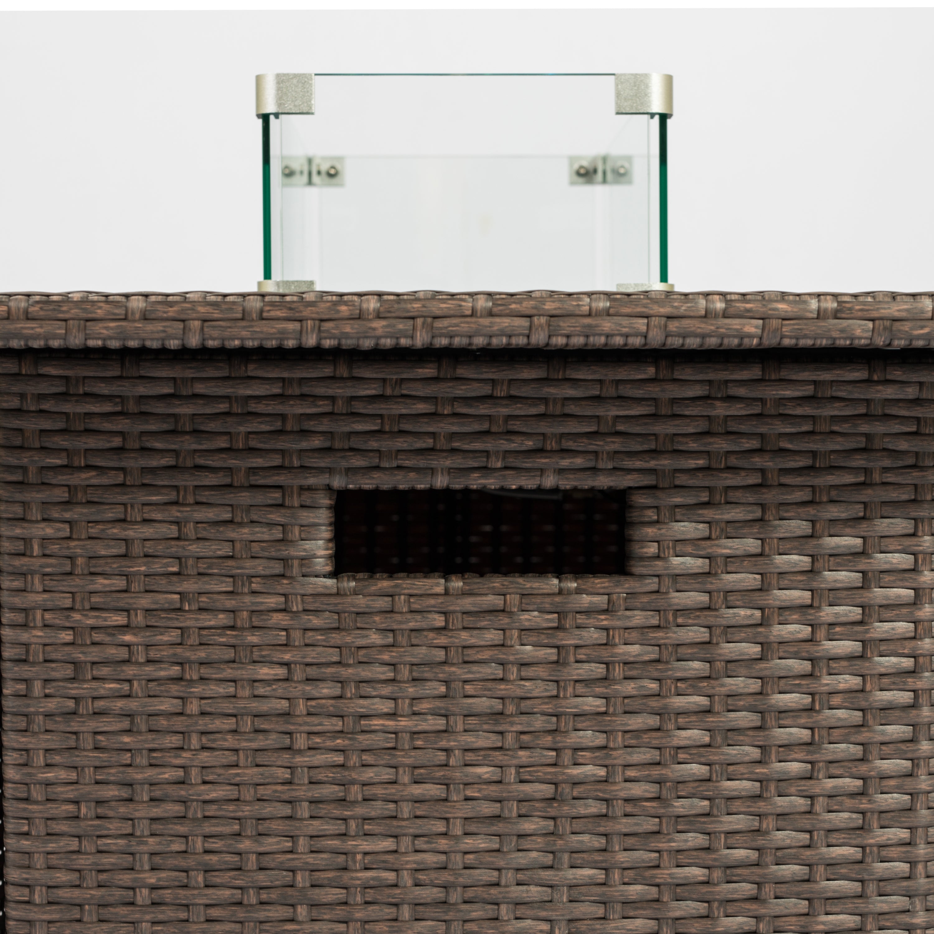 Outdoor 44" Propane Fire pit  Table  Rectangle  50,000 BTU with  8mm Tempered Glass Tabletop & Blue Stone& Steel table lid &Table waterproof dusty Cover ,ETL Certification (Brown) - Atlantic Fine Furniture Inc