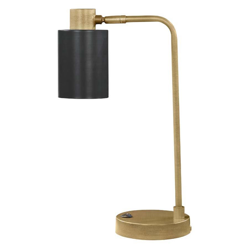 Cherise - Adjustable Shade Table Lamp - Antique Brass and Matte Black