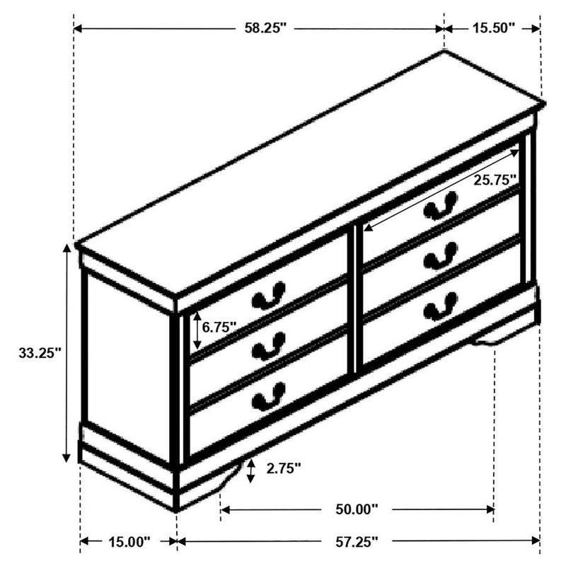 Louis Philippe - Six-drawer Dresser
