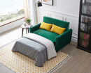 [VIDEO provided]55" Modern Velvet Sofa with Pull-Out Sleeper Bed with 2 Pillows Adjustable Backrest for Small Spaces Green - Atlantic Fine Furniture Inc