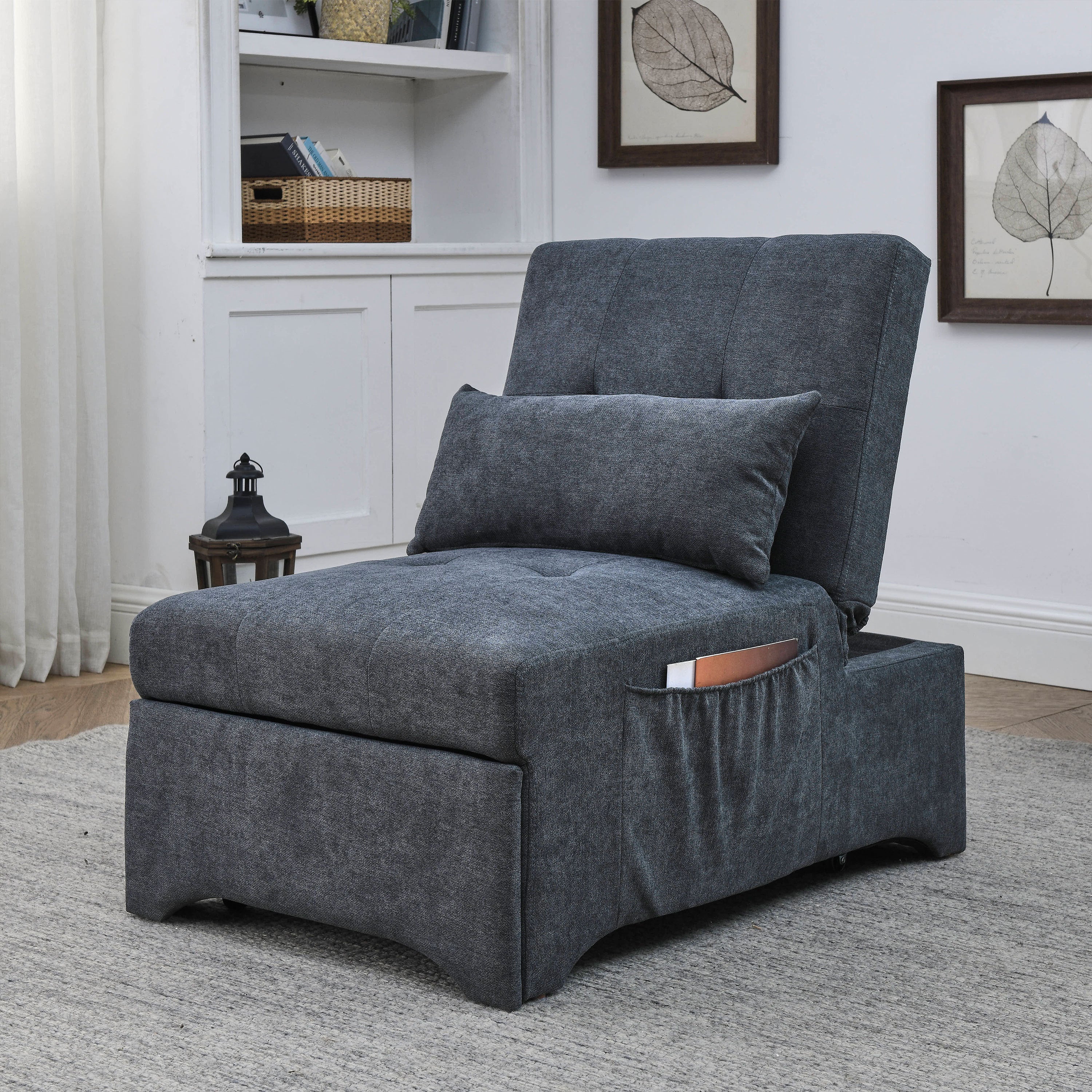 [Video] Welike 24.5"W Sleeper sofa bed, convertible chair 4 in 1 multifunctional folding sleeper sofa bed pull out sleeper sofa bed with adjustable backrest, single bed chair for small spaces - Atlantic Fine Furniture Inc