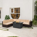 Outdoor 44" Gas Propane Fire pit  Table  Rectangle  50,000 BTU with  8mm Tempered Glass Tabletop & Blue Stone& Steel table lid &Table waterproof dusty Cover ,ETL Certification (Grey) - Atlantic Fine Furniture Inc