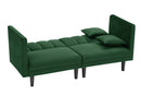 FUTON SOFA SLEEPER GREEN VELVET PLASTIC LEGS(same as W223S01331) - Atlantic Fine Furniture Inc