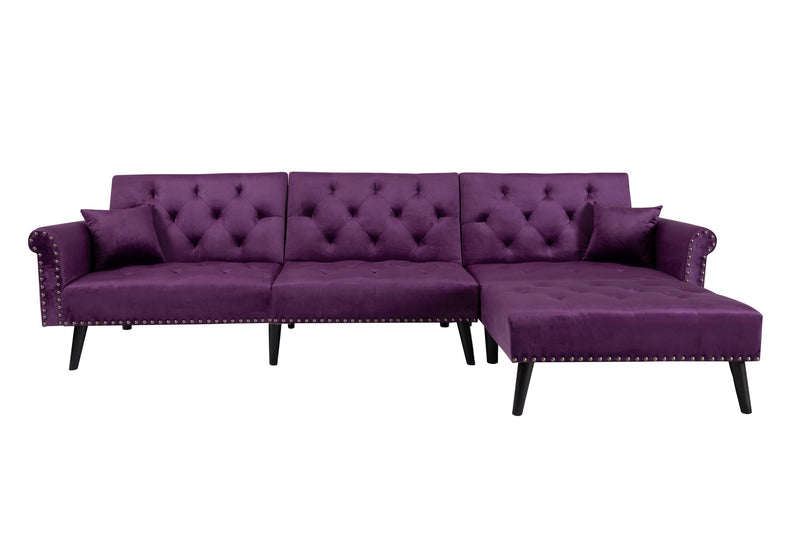 Convertible Sofa bed sleeper Purple Velvet（W223S00001、W223S00711、W223S00872） - Atlantic Fine Furniture Inc