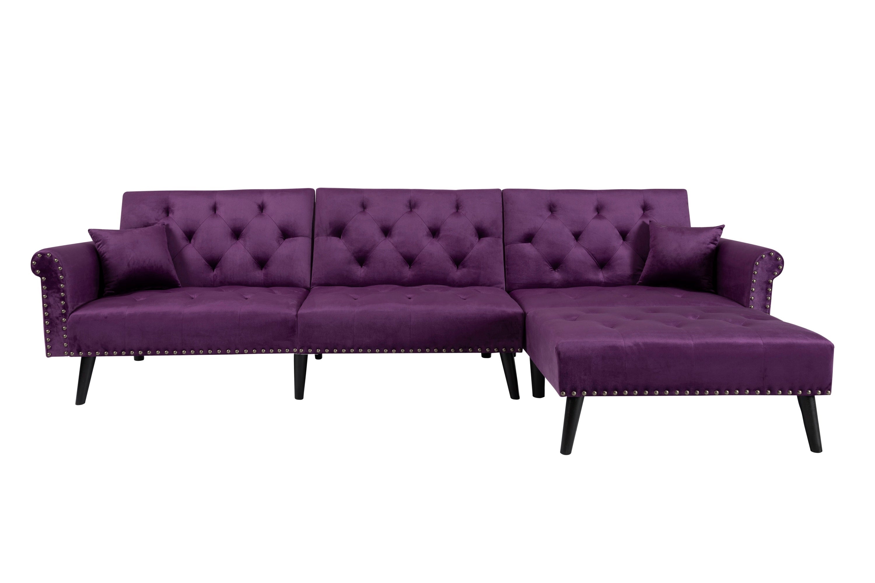 Convertible Sofa bed sleeper Purple velvet（W223S00001、W223S00455、W223S00711） - Atlantic Fine Furniture Inc