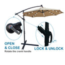 Tan 10 ft Outdoor Patio Umbrella Solar Powered LED Lighted Sun Shade Market Waterproof 8 Ribs Umbrella with Crank and Cross Base for Garden Deck Backyard Pool Shade Outside Deck Swimming Pool - Atlantic Fine Furniture Inc