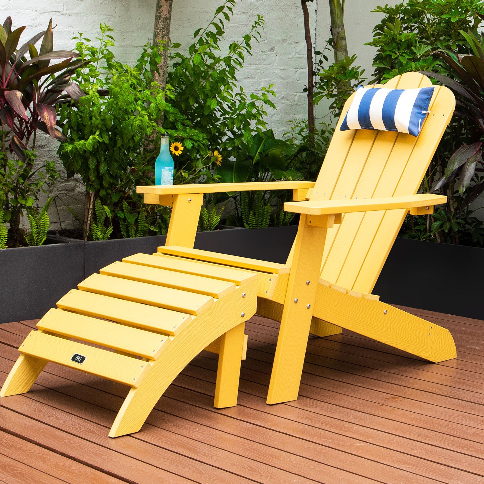 TALE Adirondack Ottoman Footstool All-Weather and Fade-Resistant Plastic Wood for Lawn Outdoor Patio Deck Garden Porch Lawn Furniture Yellow - Atlantic Fine Furniture Inc