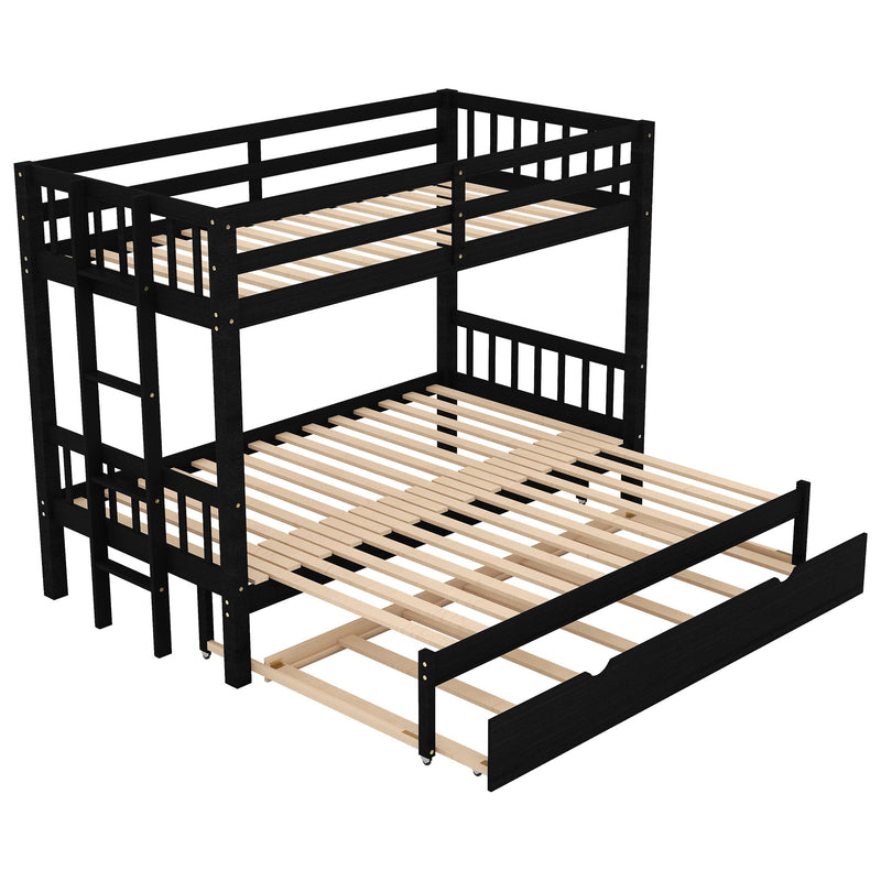 Twin Over Pull Out Bunk Bed With Trundle, Espresso