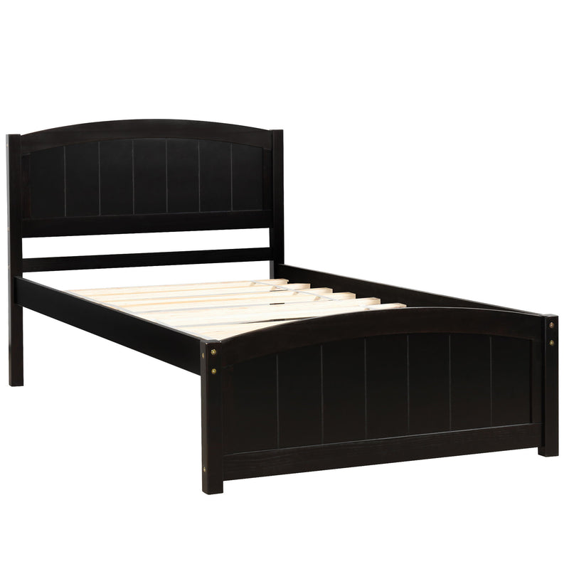 Platform Bed With Headboard - Footboard And Wood Slat Support