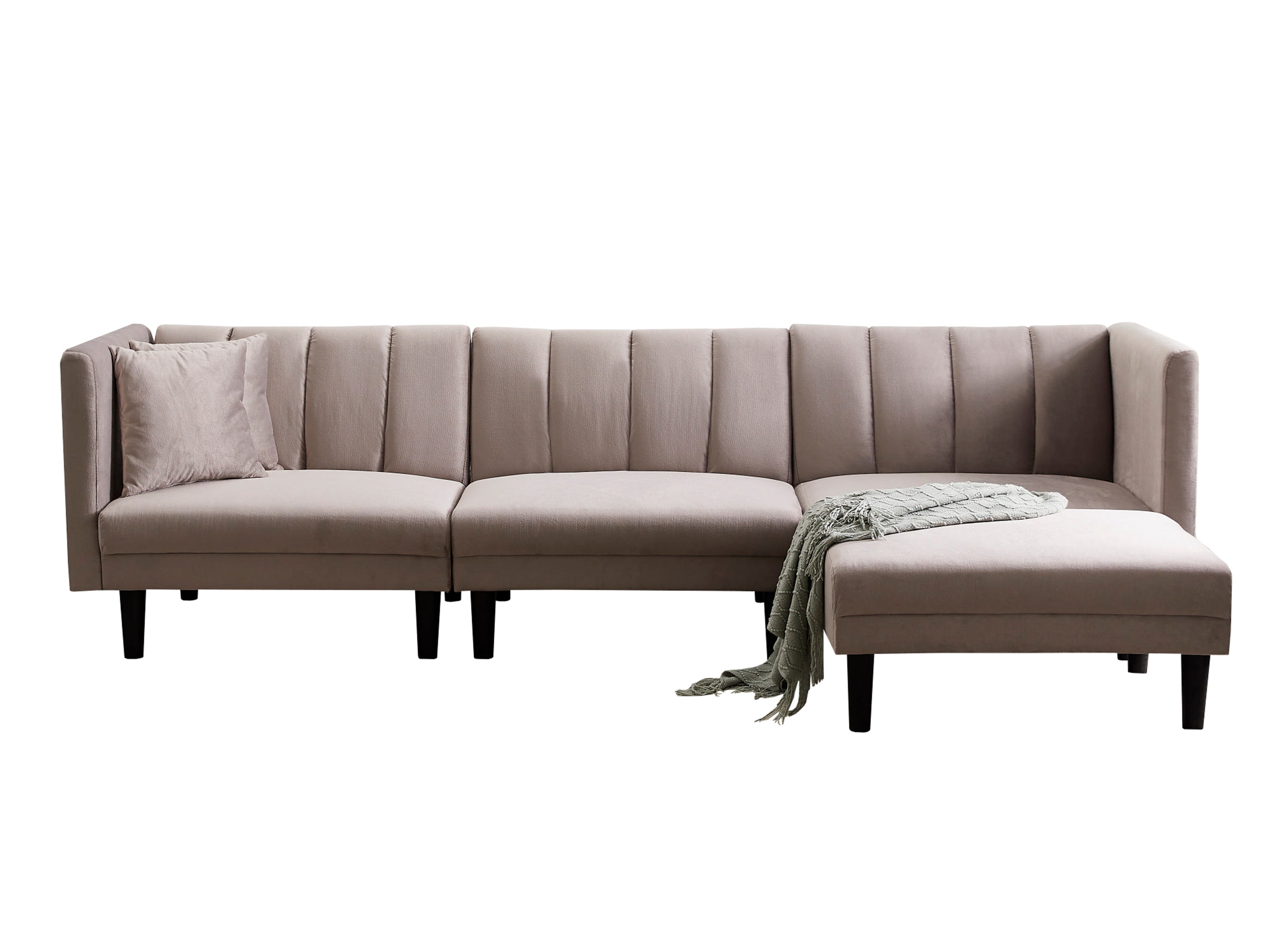 REVERSIBLE SECTIONAL SOFA SLEEPER WITH 2 PILLOWS LIGHT GREY VELVET(W223S00364) - Atlantic Fine Furniture Inc