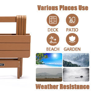 TALE Adirondack Portable Folding Side Table Square All-Weather and Fade-Resistant Plastic Wood Table Perfect for Outdoor Garden, Beach, Camping, Picnics Brown - Atlantic Fine Furniture Inc