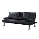 Modern Faux Leather Loveseat Sofa Bed with Cup Holders , Convertible Folding Sleeper Couch Bed . - Atlantic Fine Furniture Inc