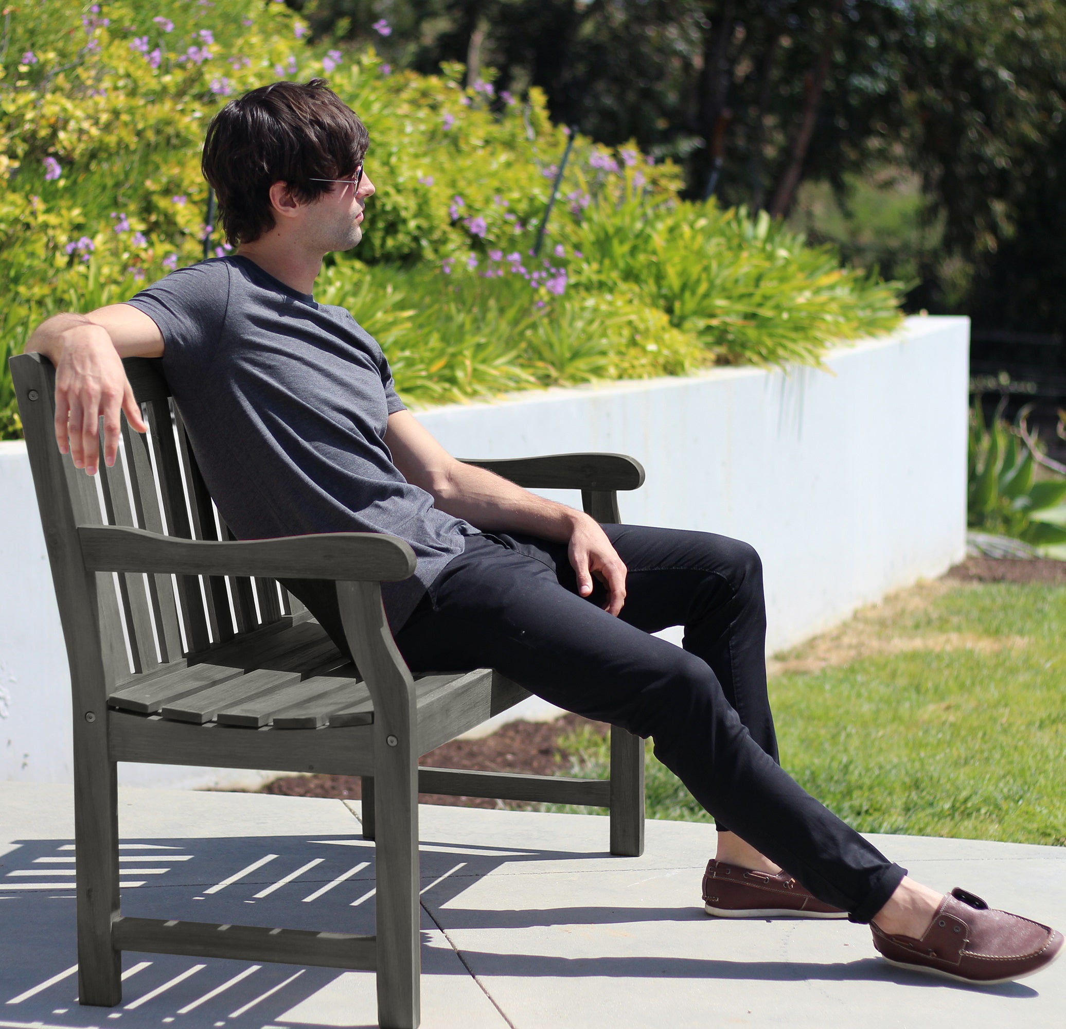 Renaissance Outdoor Patio 4-foot  Hand-scraped Wood Garden Bench - Atlantic Fine Furniture Inc