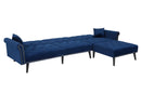 Convertible Sofa bed sleeper Navy blue velvet (same as W223S01591。Size difference, See Details in page.) - Atlantic Fine Furniture Inc