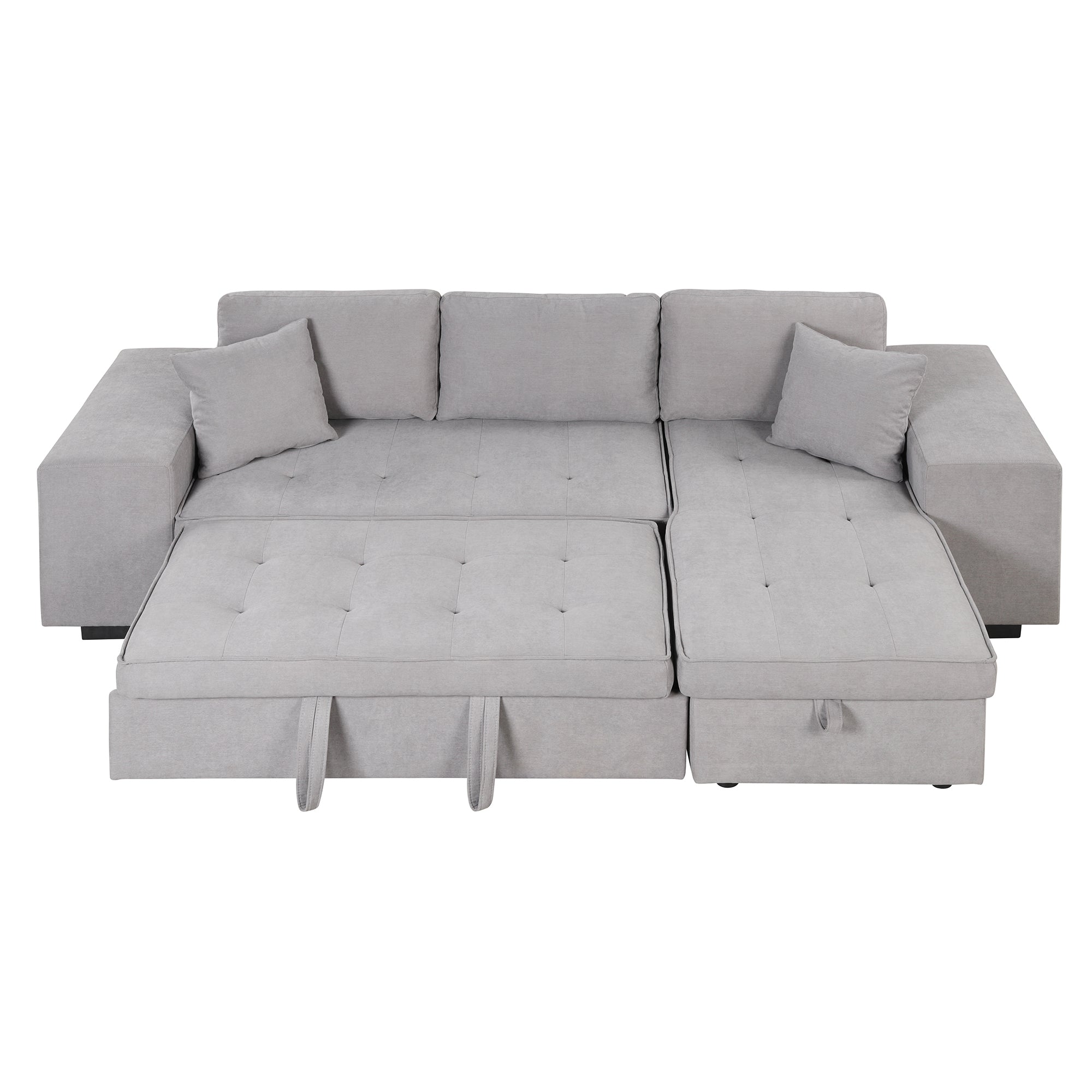 Orisfur. 104" Pull Out Sleeper Sofa Reversible L-Shape 3 Seat Sectional Couch with Storage Chaise and 2 Stools for Living Room Furniture Set - Atlantic Fine Furniture Inc