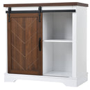 Bathroom Storage Cabinet, Freestanding Accent Cabinet, Sliding Barn Door, Thick Top, Adjustable Shelf, White and Brown - Atlantic Fine Furniture Inc