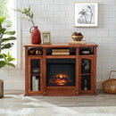 Modern Electric Fireplace TV Stand, Fit up to 55" Flat Screen TV with Two Tempered Glass Storage Cabinet and Adjustable Shelves Wood Veneer TV Console for Living Room, Cherry - Atlantic Fine Furniture Inc