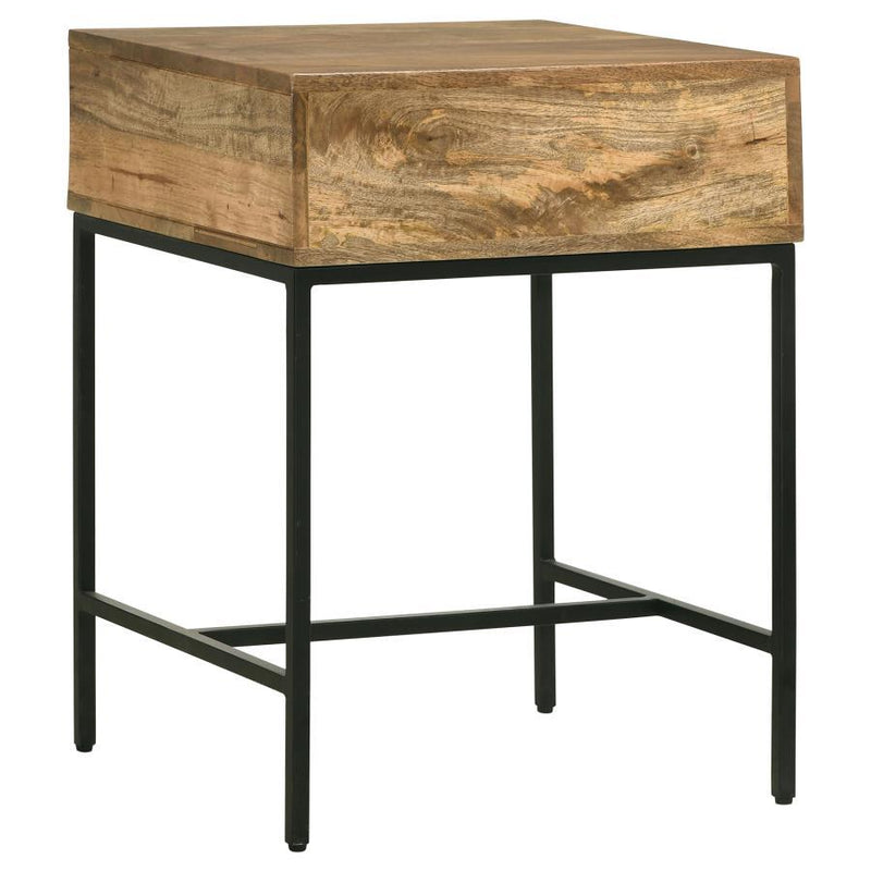 Stephie - Rectangular Side End Table With Storage - Honey Brown