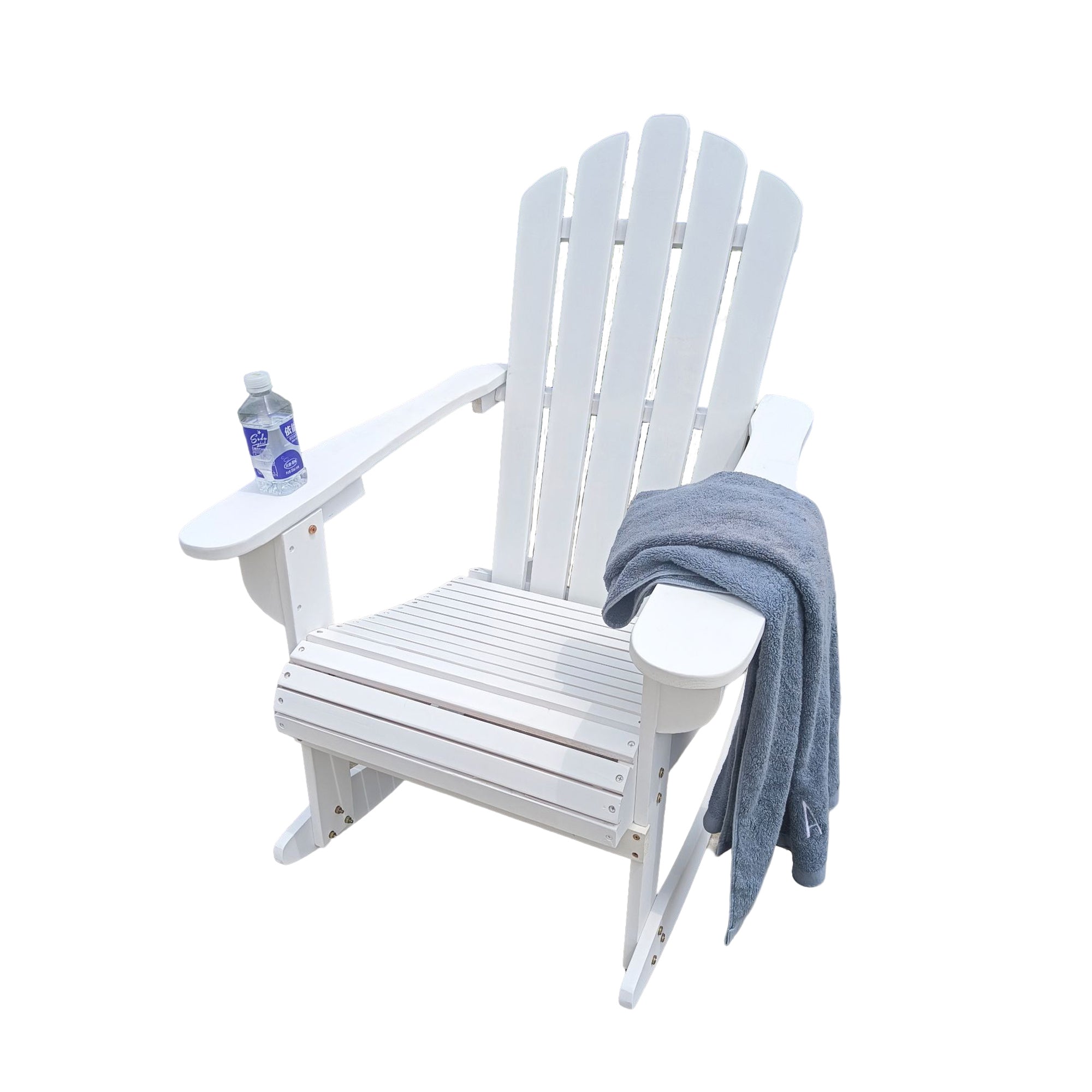 Reclining Wooden  Outdoor Rocking Adirondack chair White - Atlantic Fine Furniture Inc