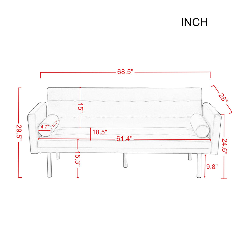 Square arm sleeper sofa Grey VELVET ***Not available for sale on Walmart***