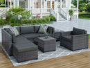 U_Style 8 Piece Rattan Sectional Seating Group with Cushions, Patio Furniture Sets, Outdoor Wicker Sectional - Atlantic Fine Furniture Inc