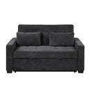 Linen Upholstered Sleeper Bed , Pull Out Sofa Bed Couch attached two throw pillows,Dual USB Charging Port and Adjustable Backrest for Living Room Space，Black - Atlantic Fine Furniture Inc