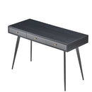 Modern Mid Century Desk 47" | Computer Desk with 3 Drawers, Black Wood Board with Oak Grain (Black Oak + Dark Grey),for Home Office - Atlantic Fine Furniture Inc
