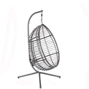 Egg Swing Chair with Stand, 300 LBS Capacity, With Comfortable Cushion, 37.4x37.4x76.77 (Grey) - Atlantic Fine Furniture Inc