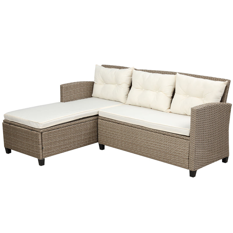Patio Furniture Sets - Conversation Set Wicker Ratten Sectional Sofa With Seat Cushions