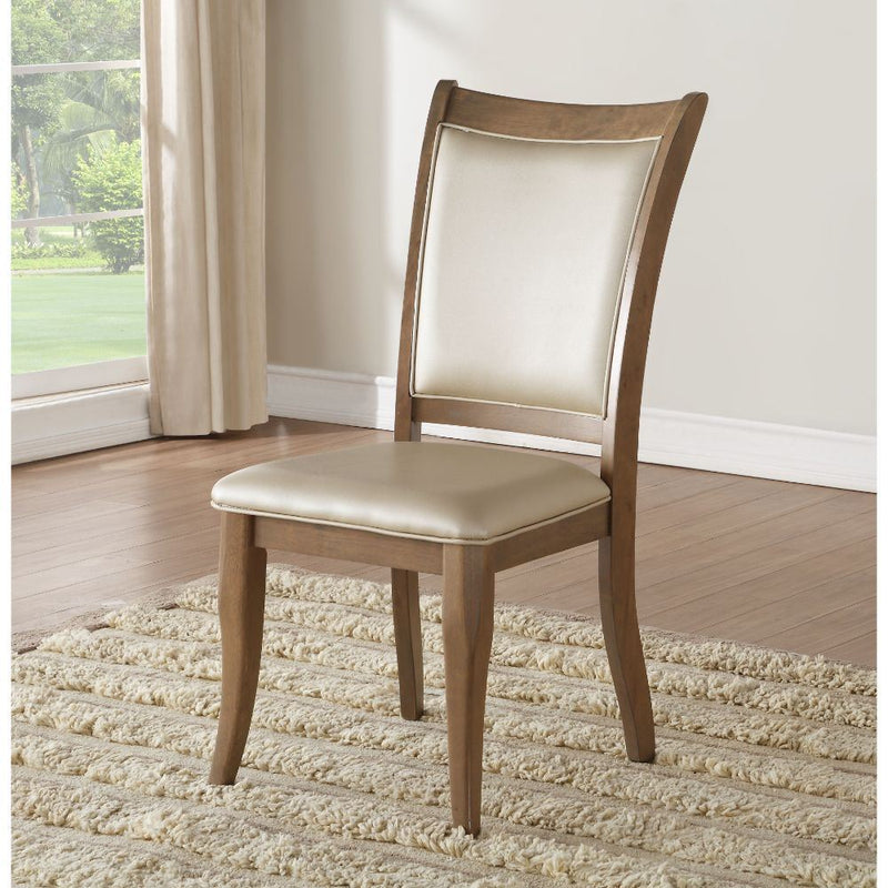 Harald - Side Chair (Set of 2) - Beige PU & Gray Oak - Atlantic Fine Furniture Inc