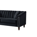 MH Modern Velvet Upholstered Sofa Couch, 3 Seat Tufted Back with Nail Arms, Solid wood Legs, Sleeper Sofa for Living Room, Compact Living Space, Apartment, Bonus Room, Black - Atlantic Fine Furniture Inc