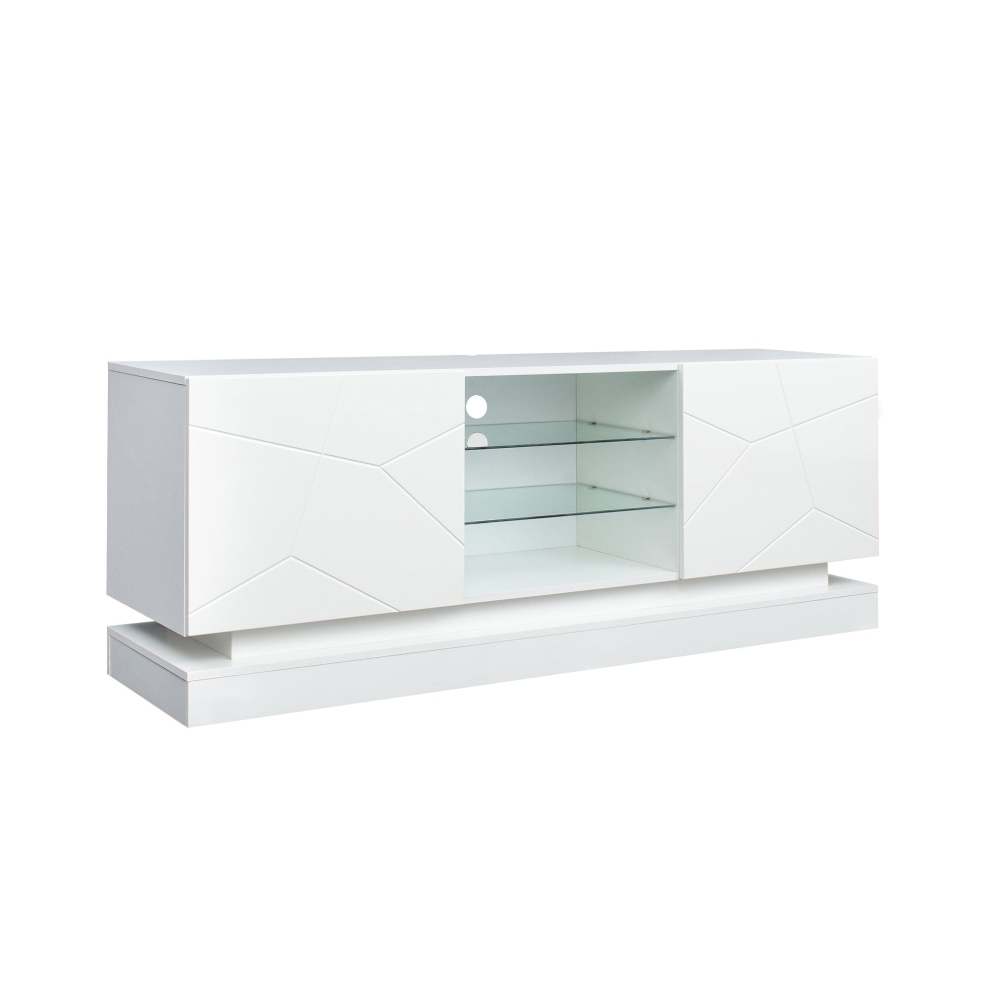 TV Cabinet Wholesale, White TV Stand with Lights, Modern LED TV Cabinet with Storage Drawers, Living Room Entertainment Center Media Console Table - Atlantic Fine Furniture Inc