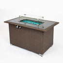 Outdoor 44" Propane Fire pit  Table  Rectangle  50,000 BTU with  8mm Tempered Glass Tabletop & Blue Stone& Steel table lid &Table waterproof dusty Cover ,ETL Certification (Brown) - Atlantic Fine Furniture Inc