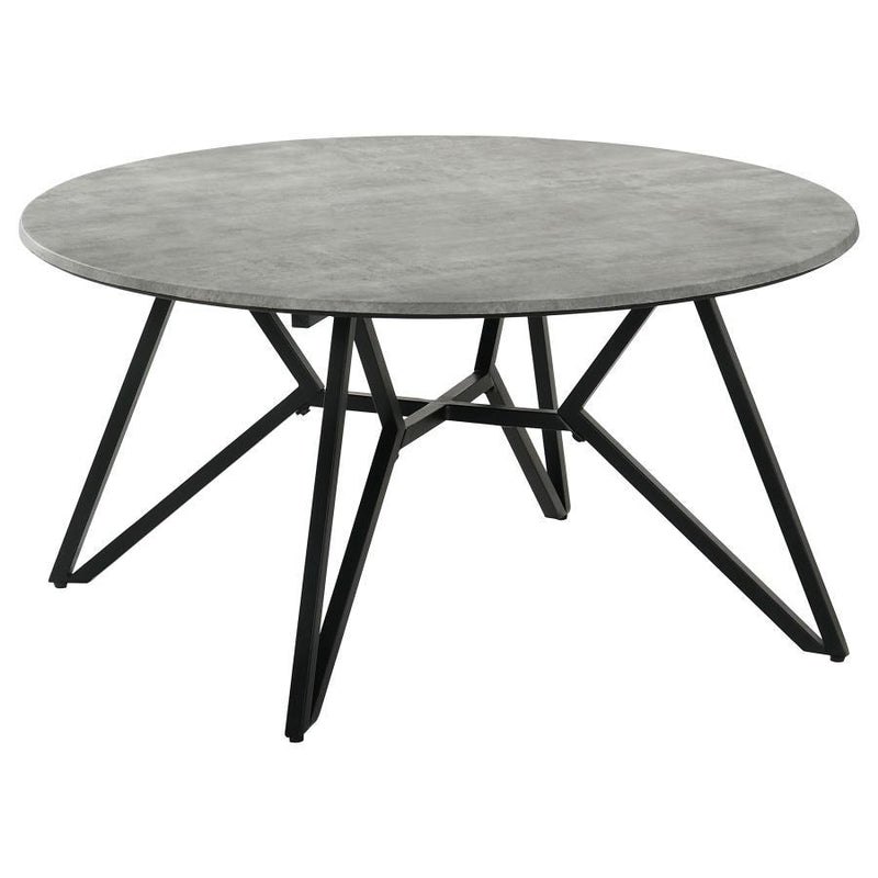 Hadi - Round Coffee Table With Hairpin Legs - Cement And Gunmetal